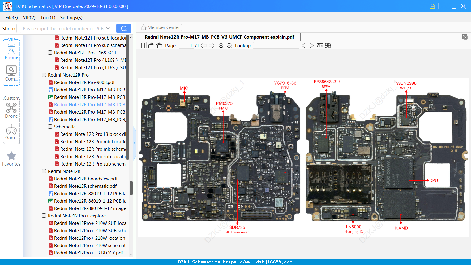Redmi Note12R Pro-M17_MB_PCB_V6_UMCP Component Explain